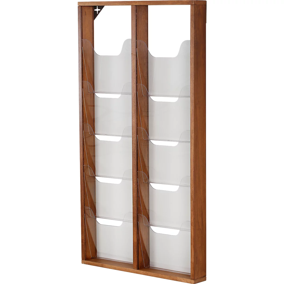 Update Display brochurehouder WoodMagazine, wandmodel, enkelzijdig, hout en acrylglas, beuken, 10 A4-compartimenten per stuk