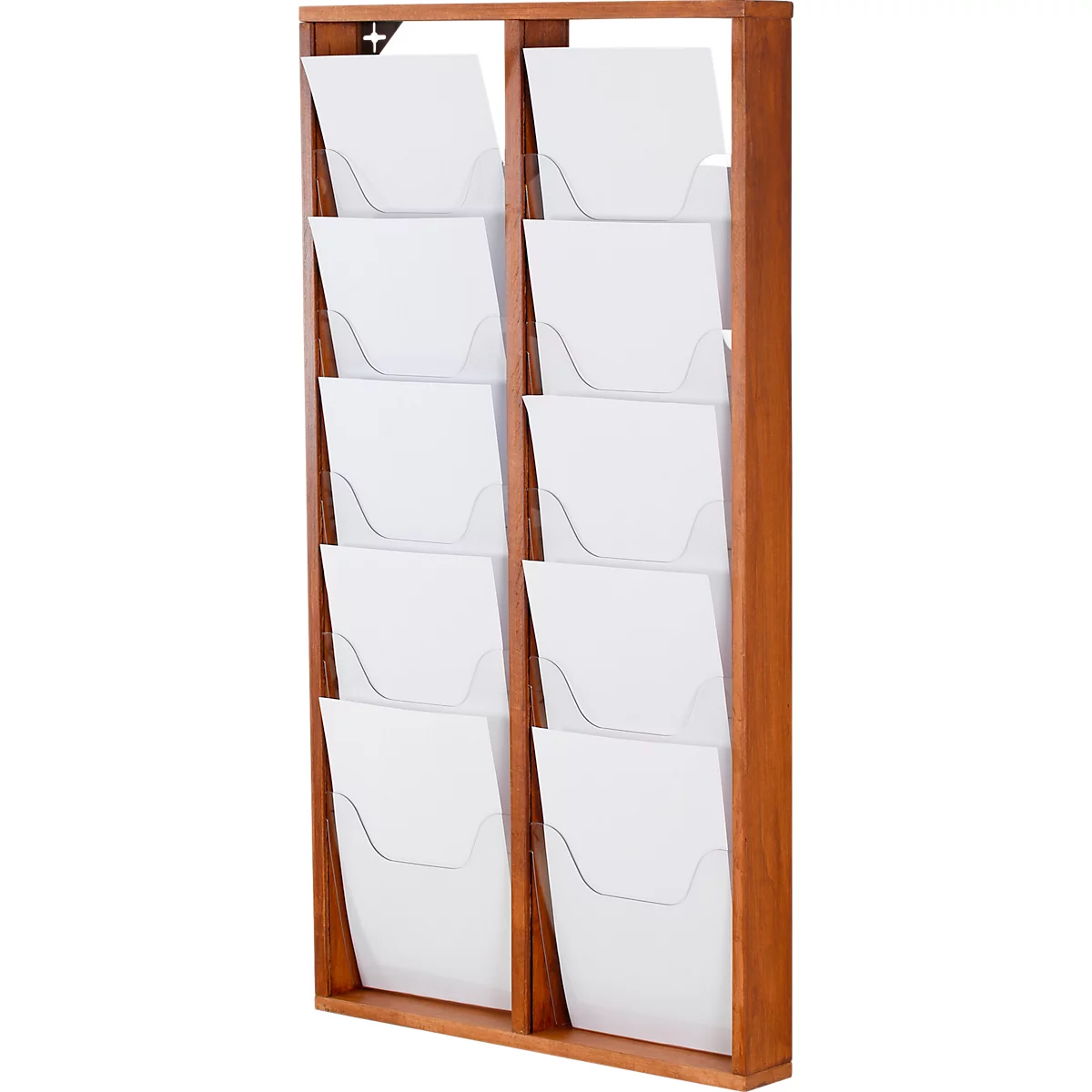 Update Display brochurehouder WoodMagazine, wandmodel, enkelzijdig, hout en acrylglas, beuken, 10 A4-compartimenten per stuk