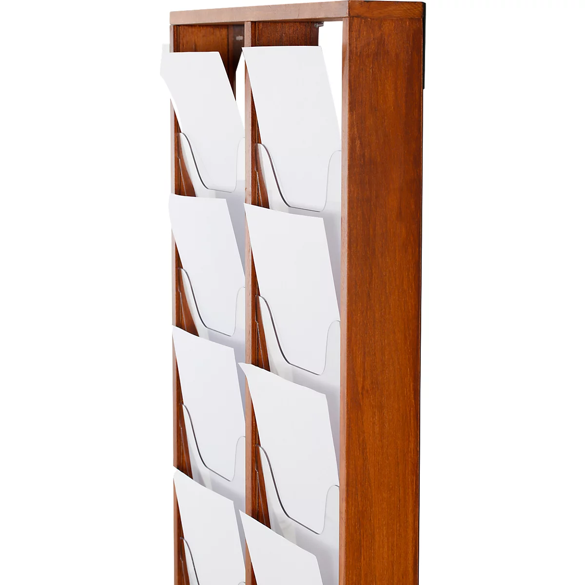 Update Display brochurehouder WoodMagazine, wandmodel, enkelzijdig, hout en acrylglas, beuken, 10 A4-compartimenten per stuk