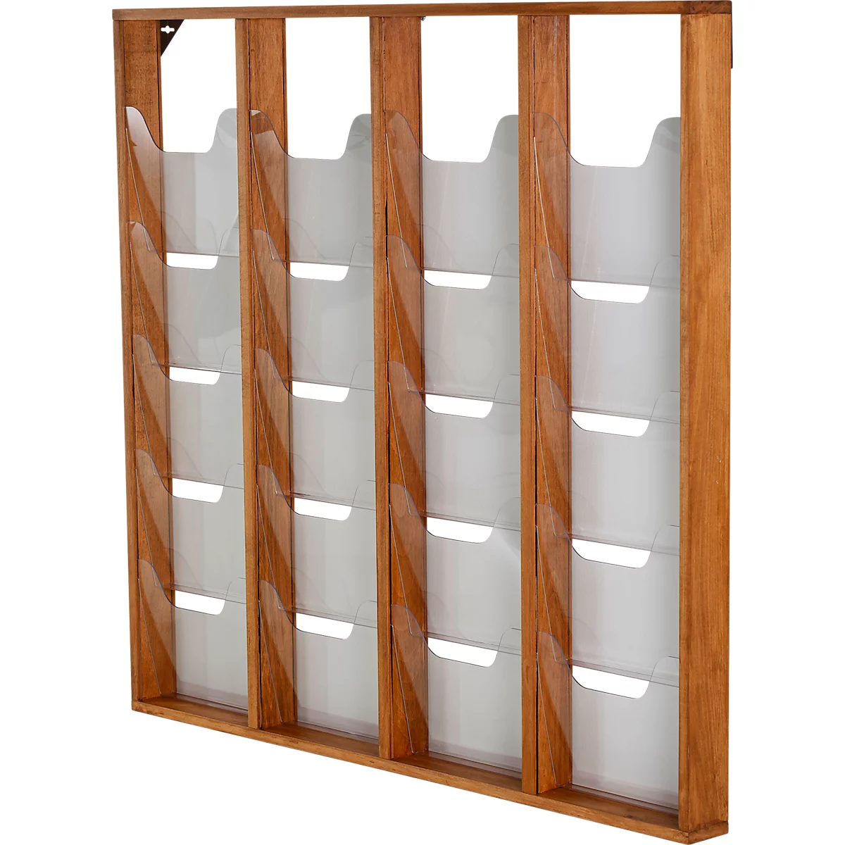 Update Display brochurehouder WoodMagazine, wandmodel, enkelzijdig, hout en acrylglas, beuken, 20 A4-compartimenten per stuk