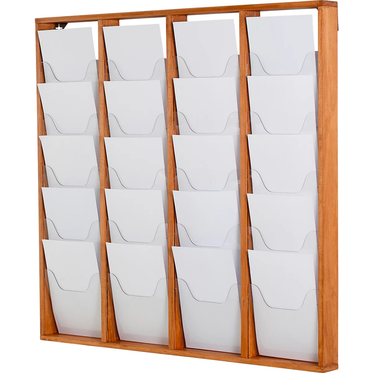 Update Display brochurehouder WoodMagazine, wandmodel, enkelzijdig, hout en acrylglas, beuken, 20 A4-compartimenten per stuk