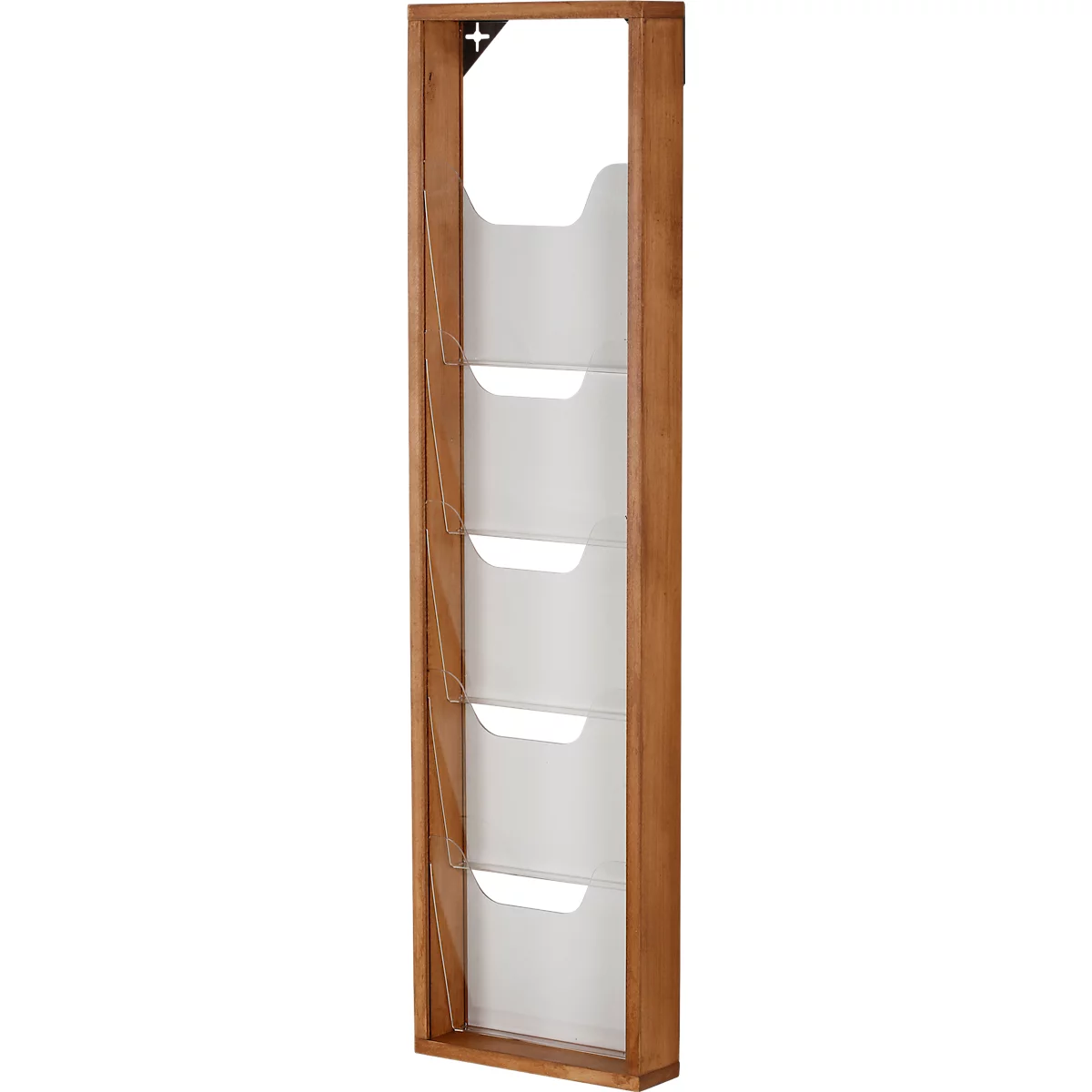 Update Display brochurehouder WoodMagazine, wandmodel, enkelzijdig, hout en acrylglas, beuken, elk 5 A4-compartimenten