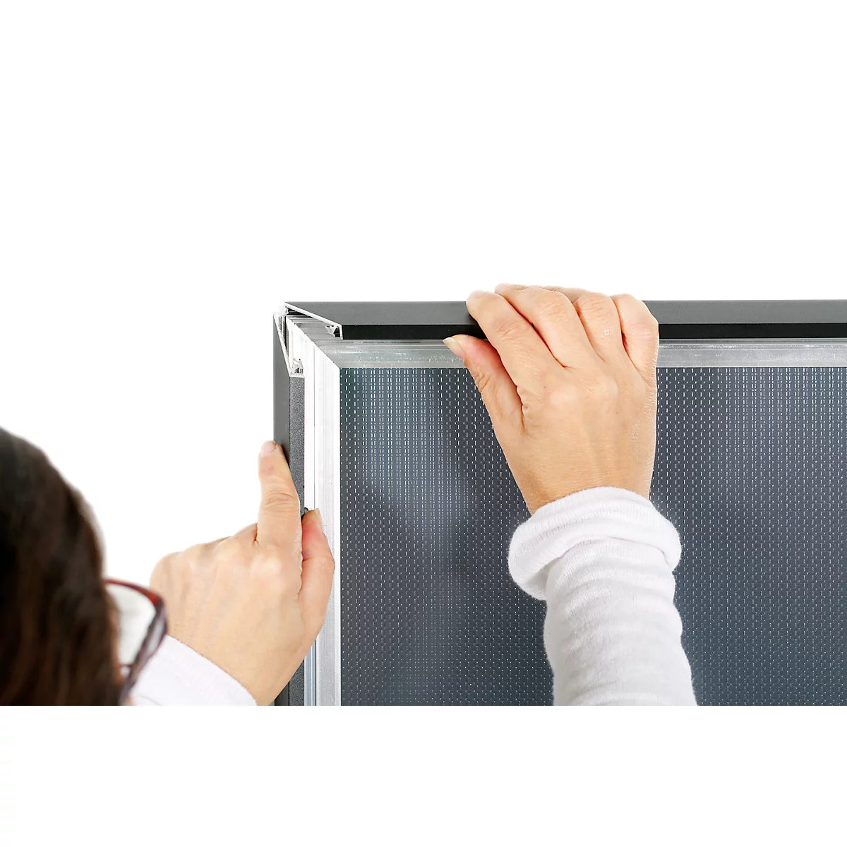 Update Display cadre à clipser HardLine, DIN A4, L 243 x P 13 x H 330 mm, profil plat, changement rapide de poster, polyvalent, noir