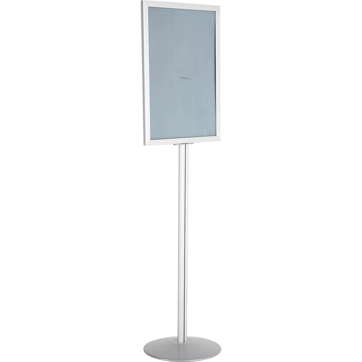 Update Display Infoständer, doppelseitig, Stahl-Fußplatte, ovales Zentralprofil, DIN A2, silber