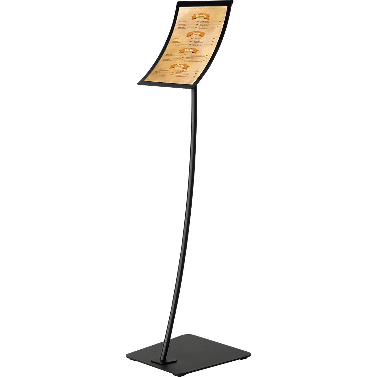 Update Display Infoständer Konkav, geschwungenes Design, pulverbeschichtet, DIN A3, schwarz