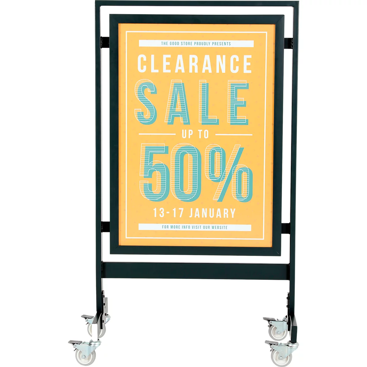 Update Display klantstopper SQUARE, posterformaat DIN A1, HardLine vouwframe, mobiele posterstandaard, zwart