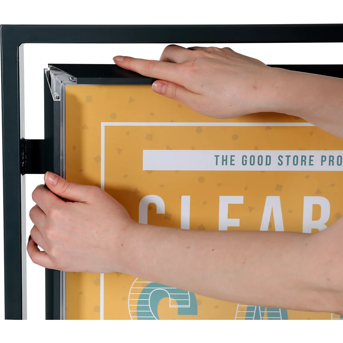 Update Display klantstopper SQUARE, posterformaat DIN A1, HardLine vouwframe, mobiele posterstandaard, zwart