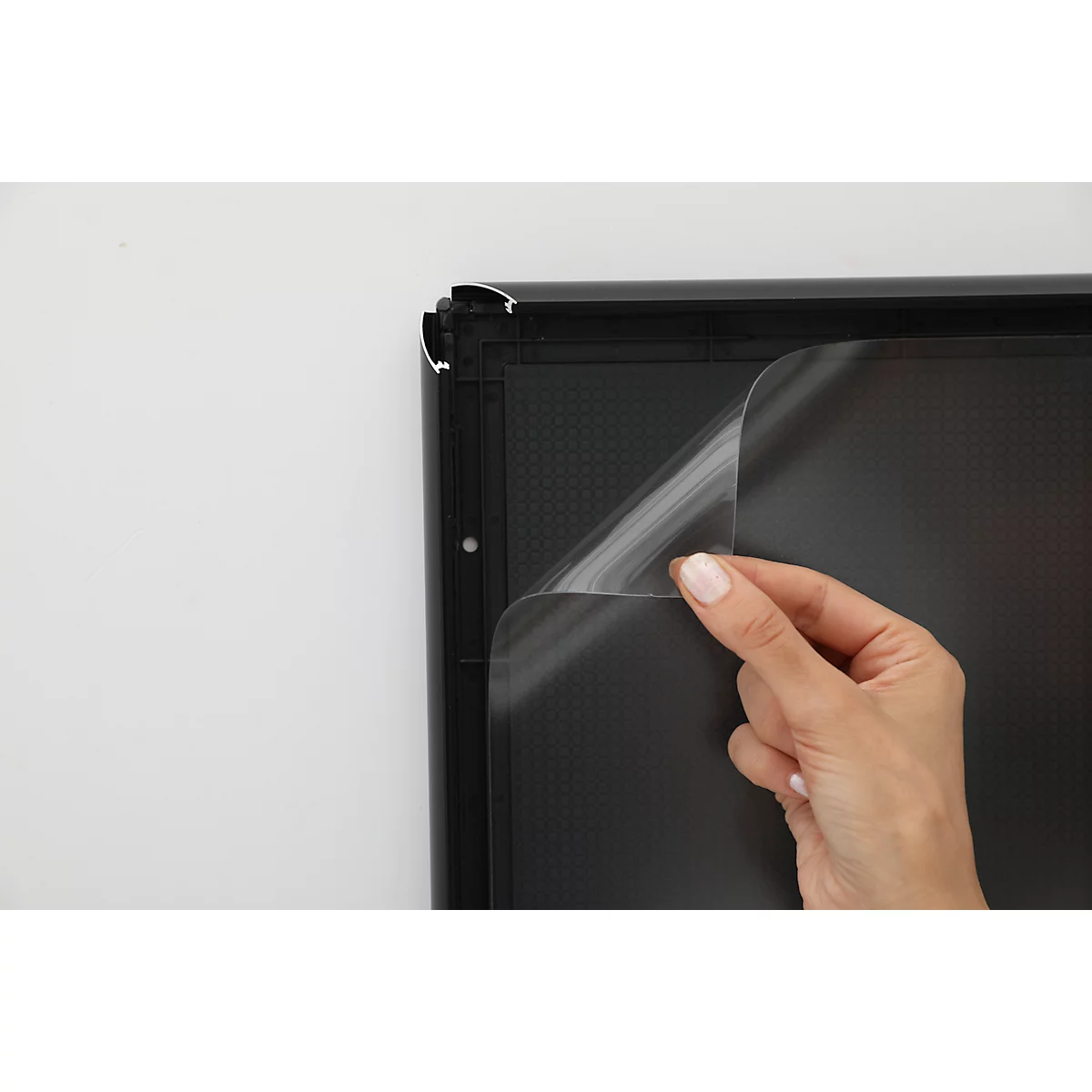 Update Display Klapprahmen Basic Frame, DIN A4, Gehrungsecke, Safe Corner, Aluminium, Wandmontage, 10er-Bundle, schwarz