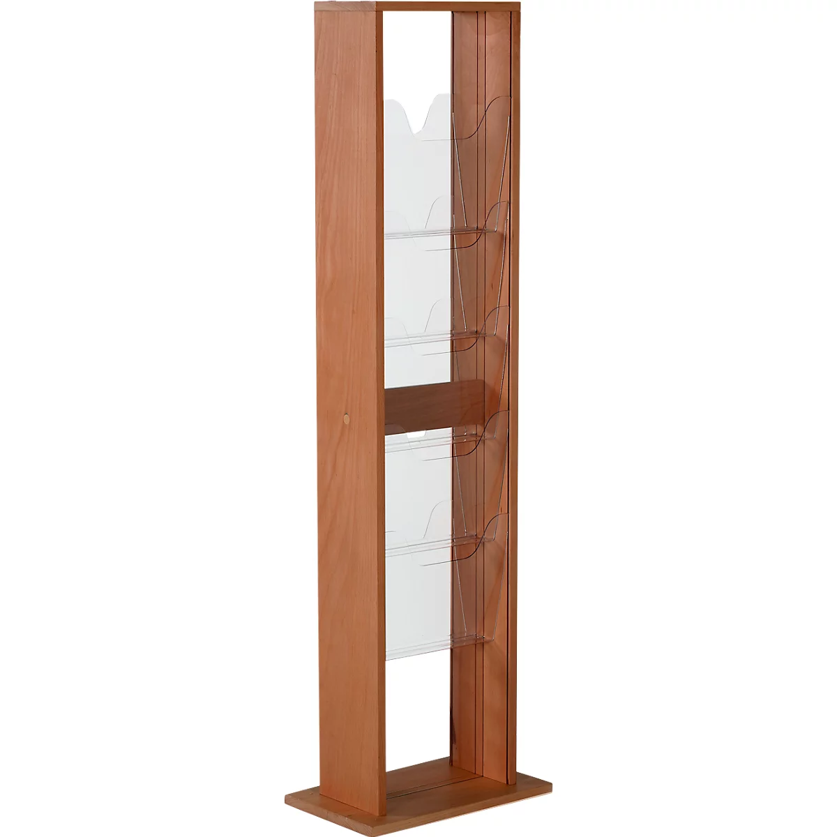 Update Display vloerstandaard WoodMagazine, 10 x DIN A4, dubbelzijdig, beukenhout, acrylglas, vrijstaand, beuken