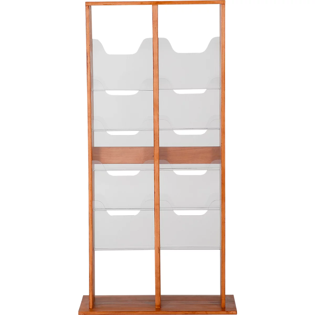 Update Display vloerstandaard WoodMagazine, 20 DIN A4, dubbelzijdig, beukenhout, acrylglas, vrijstaand, beuken