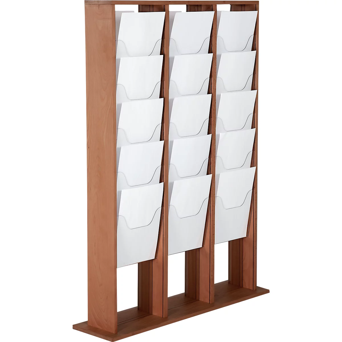 Update Display vloerstandaard WoodMagazine, 30 x DIN A4, dubbelzijdig, beukenhout, acrylglas, vrijstaand, beuken