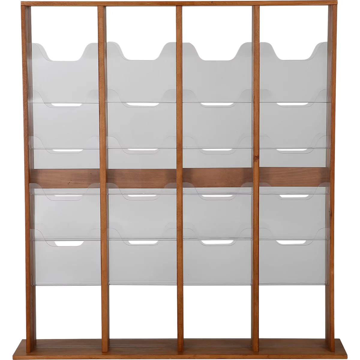 Update Display vloerstandaard WoodMagazine, 40 x DIN A4, dubbelzijdig, beukenhout, acrylglas, vrijstaand, beuken