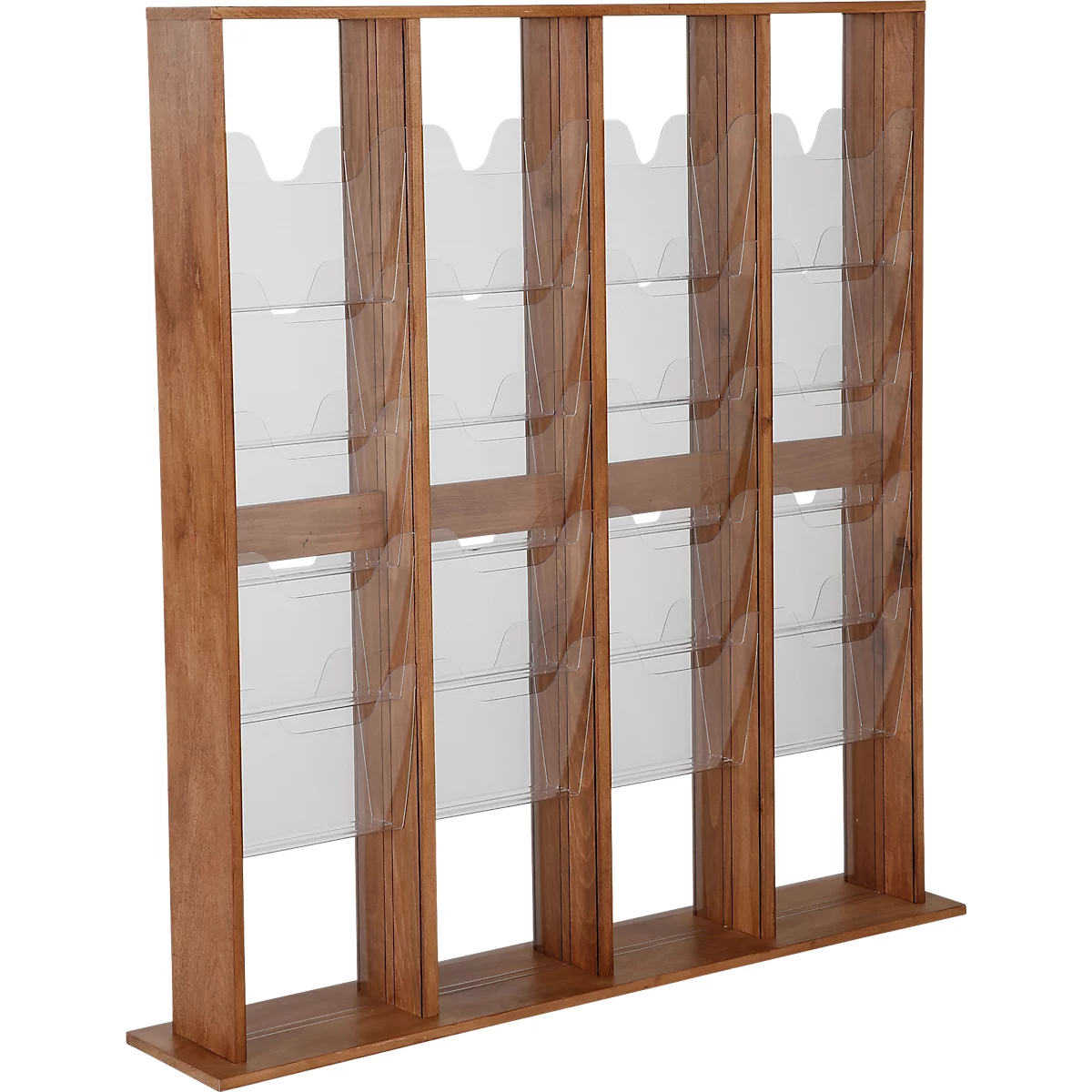 Update Display vloerstandaard WoodMagazine, 40 x DIN A4, dubbelzijdig, beukenhout, acrylglas, vrijstaand, beuken