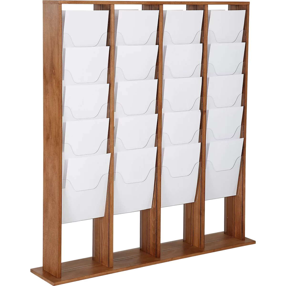 Update Display vloerstandaard WoodMagazine, 40 x DIN A4, dubbelzijdig, beukenhout, acrylglas, vrijstaand, beuken