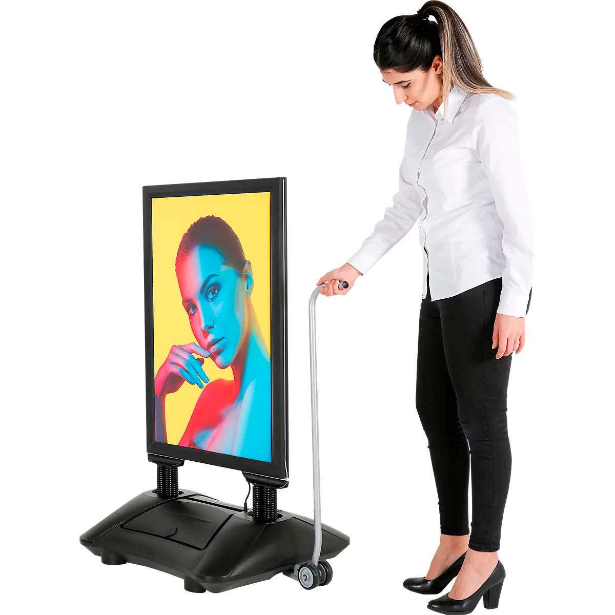 Update Display WindPro LED Kundenstopper Economy, DIN A1, wasserfest, regulierbare Helligkeit, schwarz