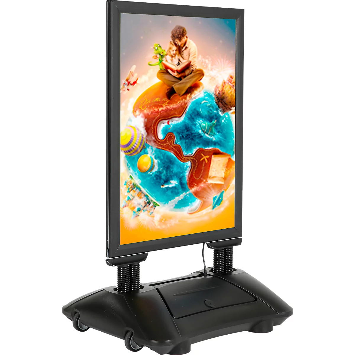 Update Display WindPro LED Panneau de trottoir économique, DIN A1, résistant à l'eau, luminosité réglable, noir