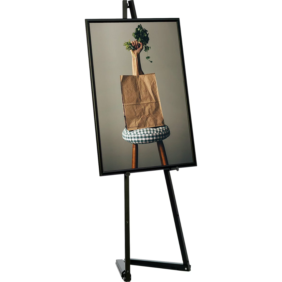 Update Displays Staffelei, höhenverstellbar, Aluminium, faltbare Füsse, B 536 x T 309 x H 1500 mm, schwarz
