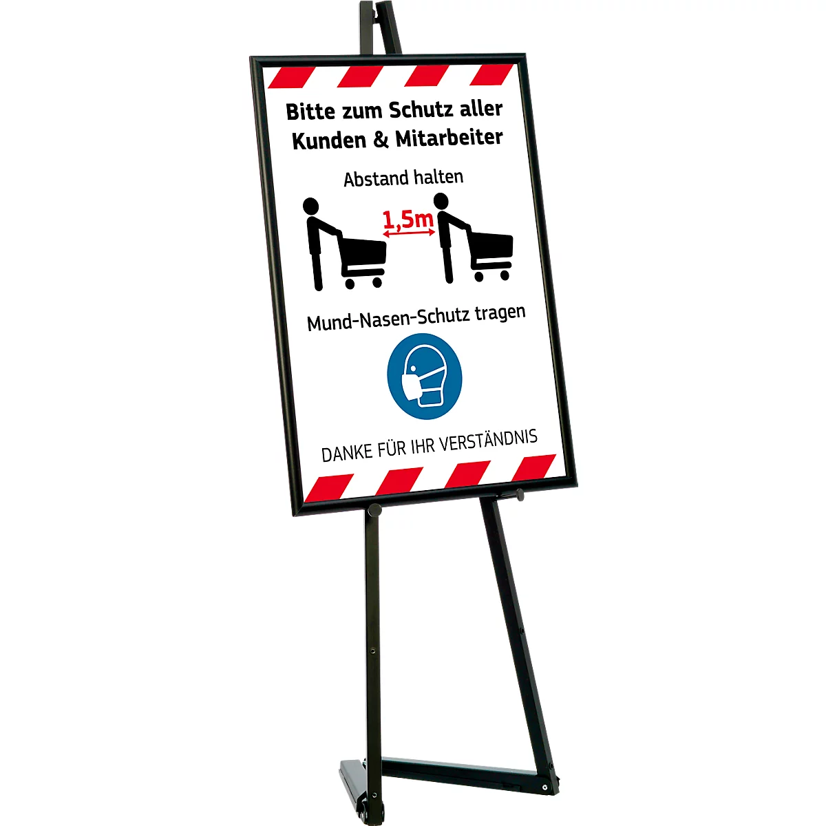 Update Displays Staffelei, höhenverstellbar, Aluminium, faltbare Füsse, B 536 x T 309 x H 1500 mm, schwarz