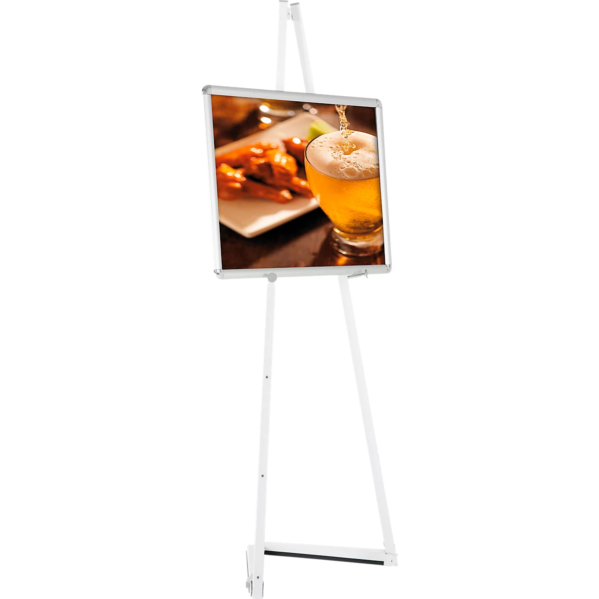 Update Displays Staffelei, höhenverstellbar, Aluminium, faltbare Füsse, B 536 x T 309 x H 1500 mm, weiss