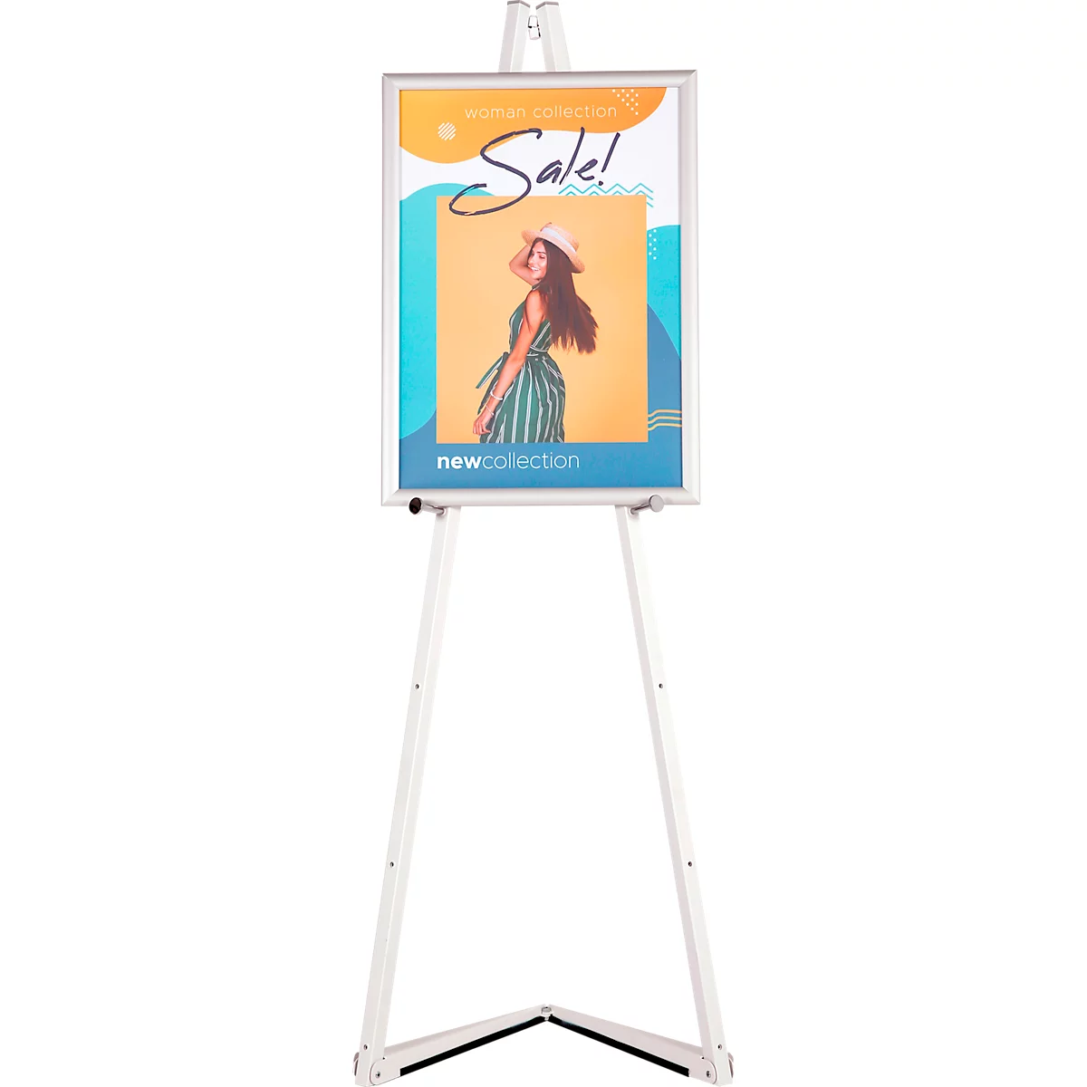 Update Displays Staffelei, höhenverstellbar, Aluminium, faltbare Füsse, B 536 x T 309 x H 1500 mm, weiss