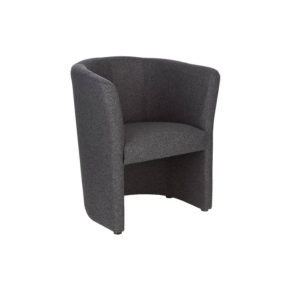 Grey cocktail armchair with high back and armrests.