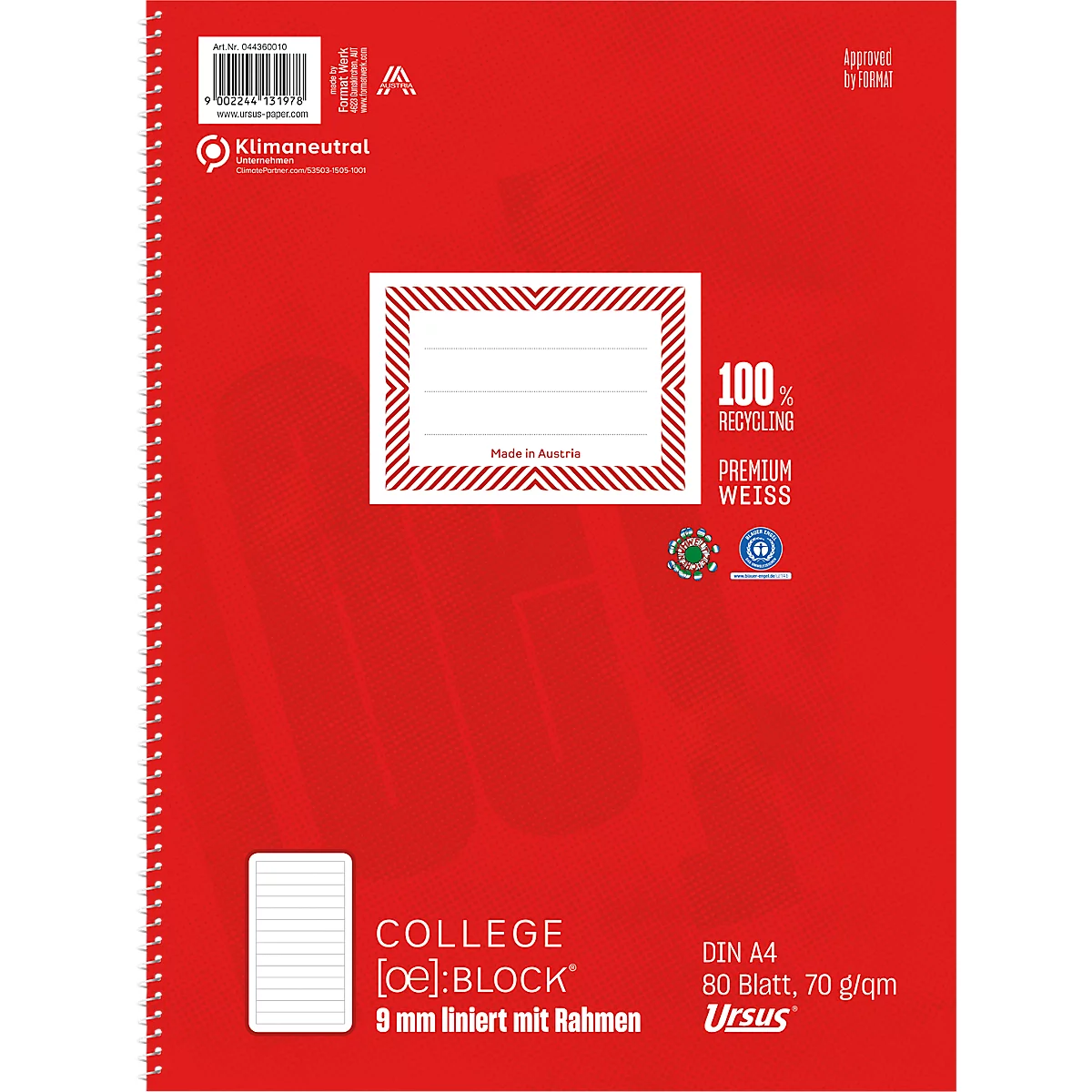 Ursus Collegeblock A4, liniert