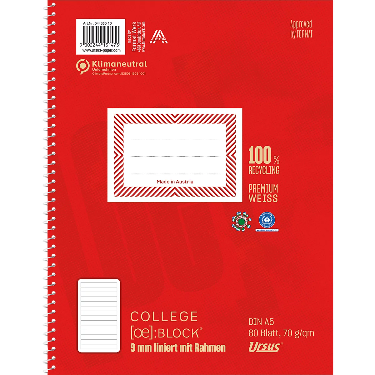 Ursus Collegeblock A5, liniert