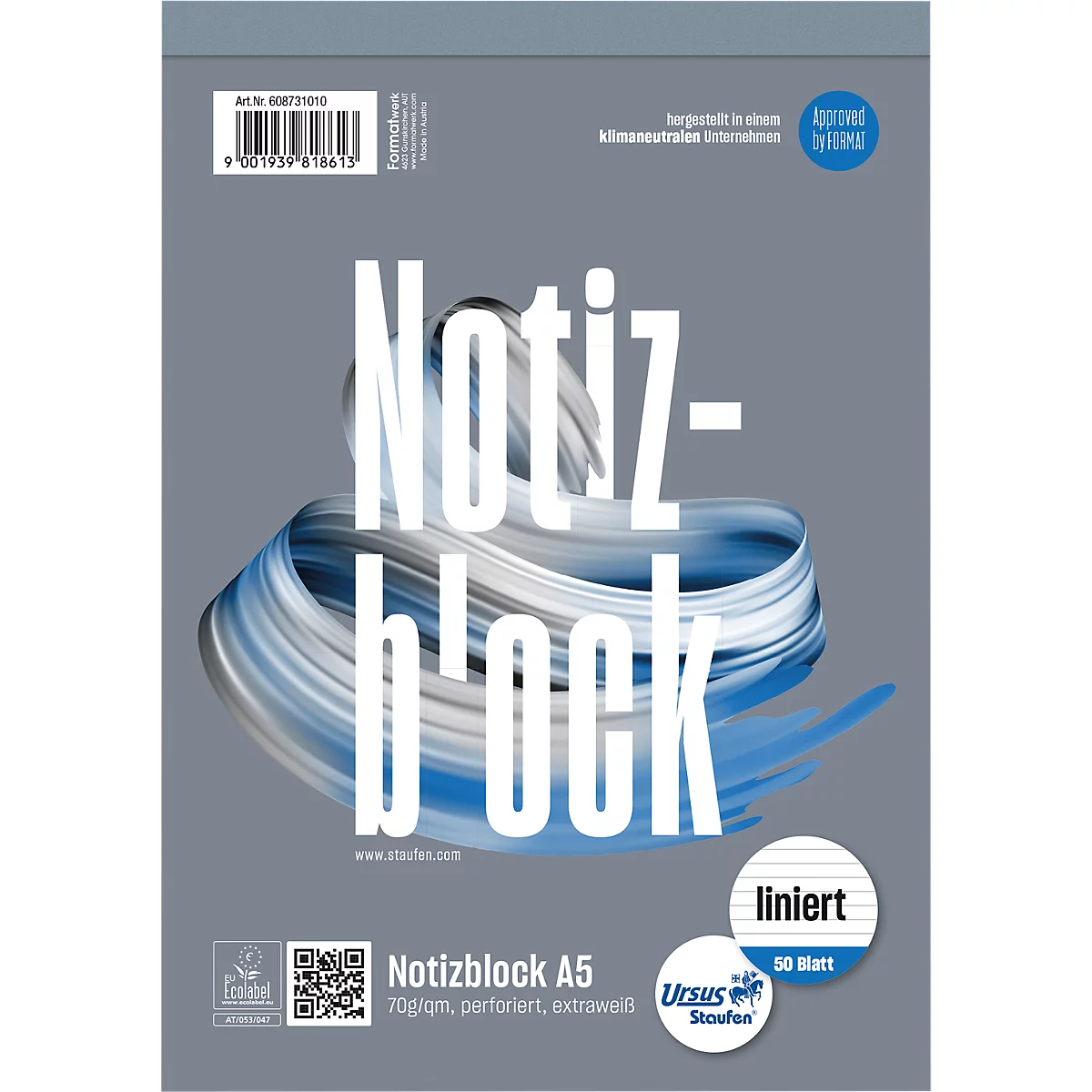 Ursus Notizblock, mikroperforiert, liniert, DIN A5