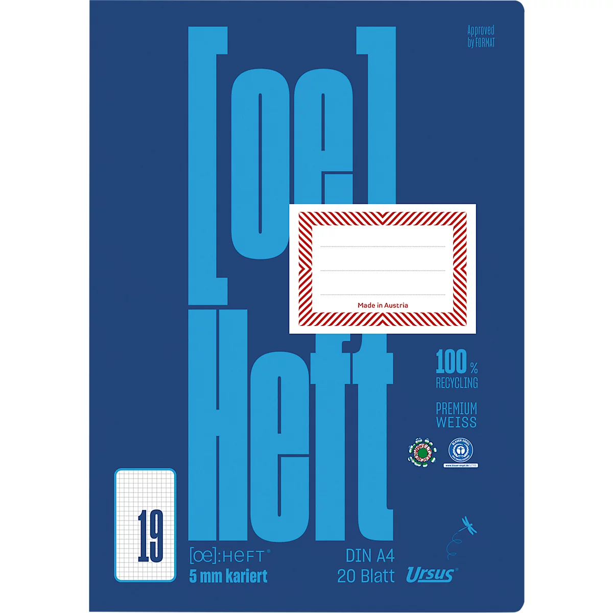 Ursus® Ö-Heft, A4, 20 Blatt, kariert