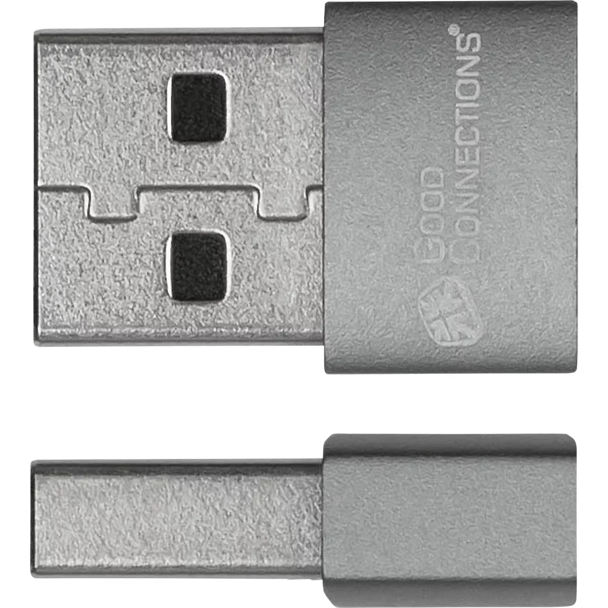 USB 2.0-adapter Good Connections, USB-A naar USB-C-aansluiting, vermogen 60 W, tot 480 Mbit/s, aluminium, grijs