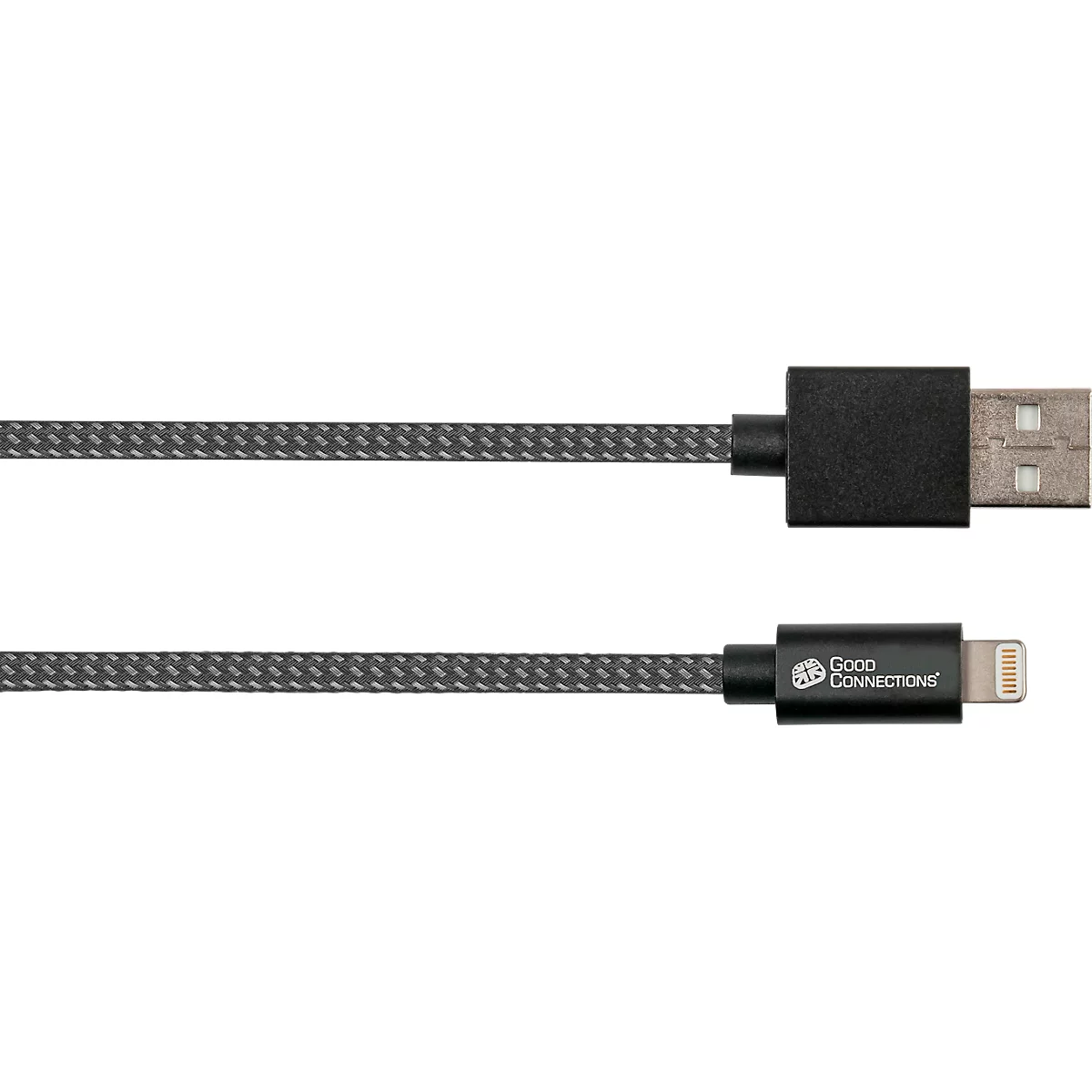 USB 2.0 Lade/-Datenkabel Good Connections, für iPhone/iPad/iPod, MFI-zertifiziert, USB-A an Lightning-Stecker, 12 W, bis 480 Mbit/s, Länge 0,5 m, schwarz