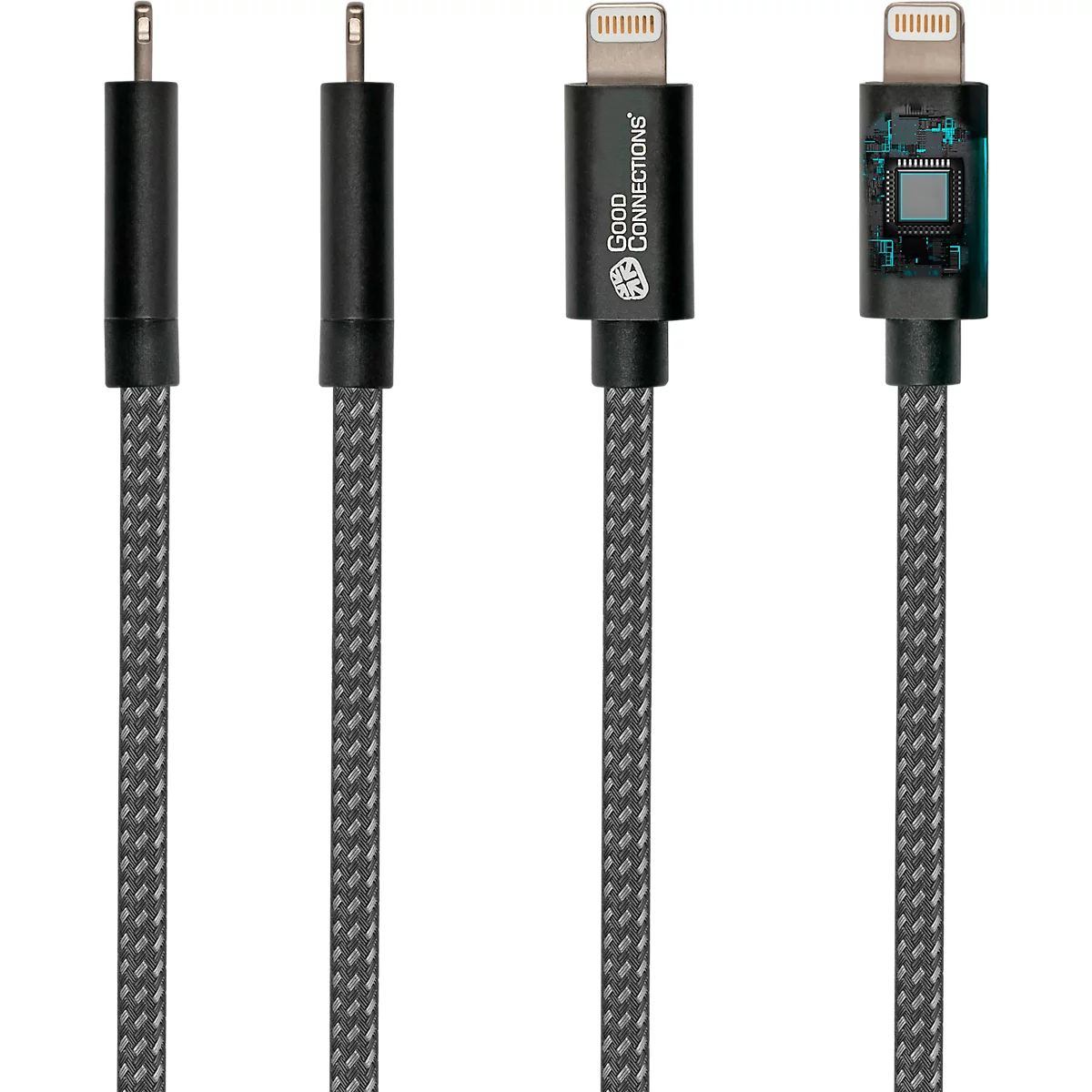 USB 2.0 Lade/-Datenkabel Good Connections, für iPhone/iPad/iPod, MFI-zertifiziert, USB-A an Lightning-Stecker, 12 W, bis 480 Mbit/s, Länge 0,5 m, schwarz