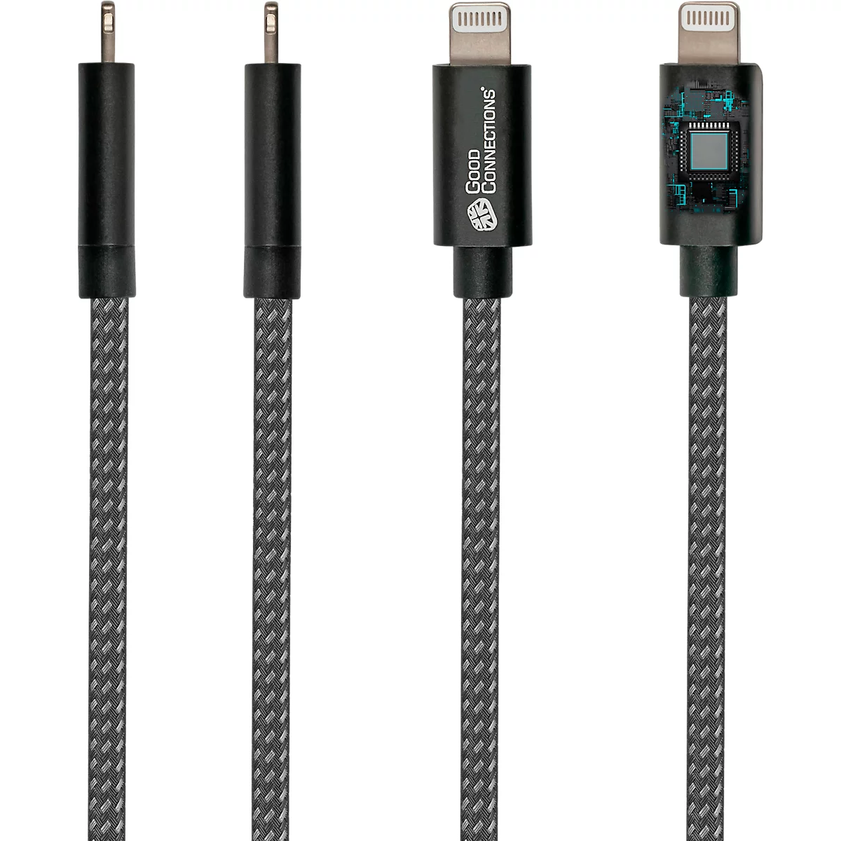 USB 2.0 Lade/-Datenkabel Good Connections, für iPhone/iPad/iPod, MFI-zertifiziert, USB-C an Lightning-Stecker, 18 W, bis 480 Mbit/s, Länge 0,5 m, schwarz