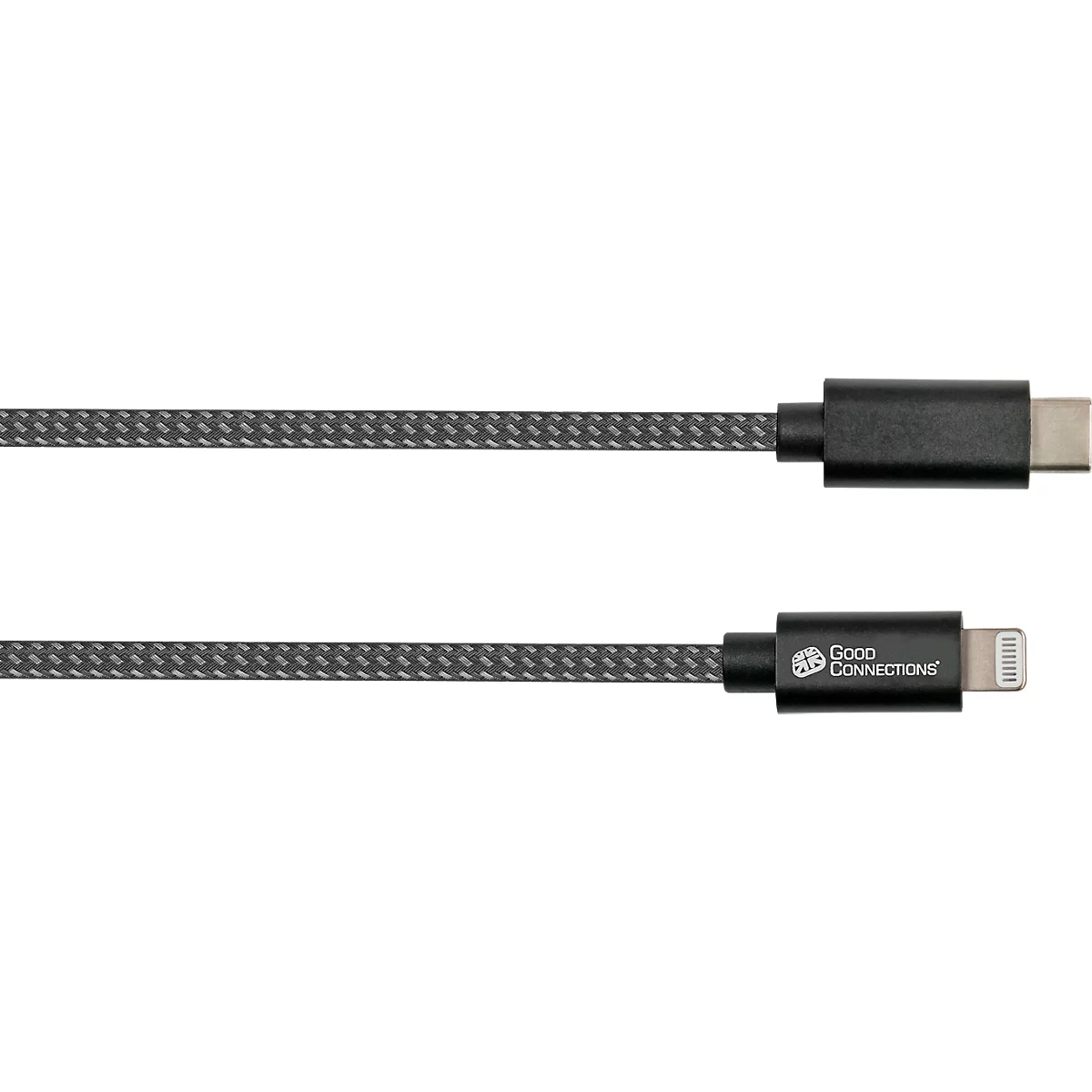 USB 2.0 Lade/-Datenkabel Good Connections, für iPhone/iPad/iPod, MFI-zertifiziert, USB-C an Lightning-Stecker, 18 W, bis 480 Mbit/s, Länge 0,5 m, schwarz
