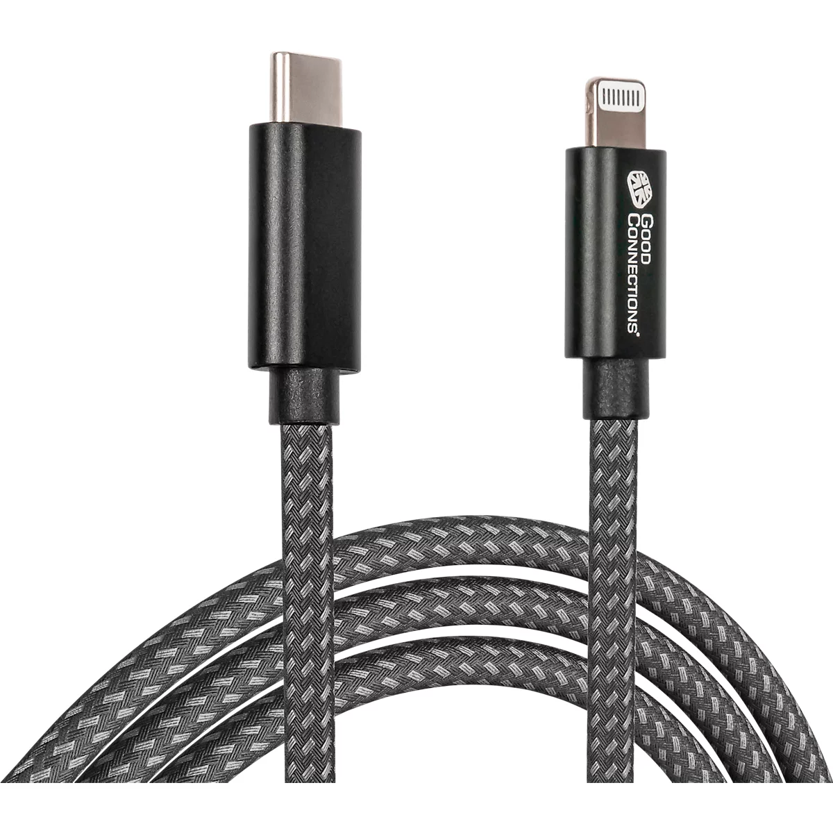 USB 2.0 Lade/-Datenkabel Good Connections, für iPhone/iPad/iPod, MFI-zertifiziert, USB-C an Lightning-Stecker, 18 W, bis 480 Mbit/s, Länge 0,5 m, schwarz