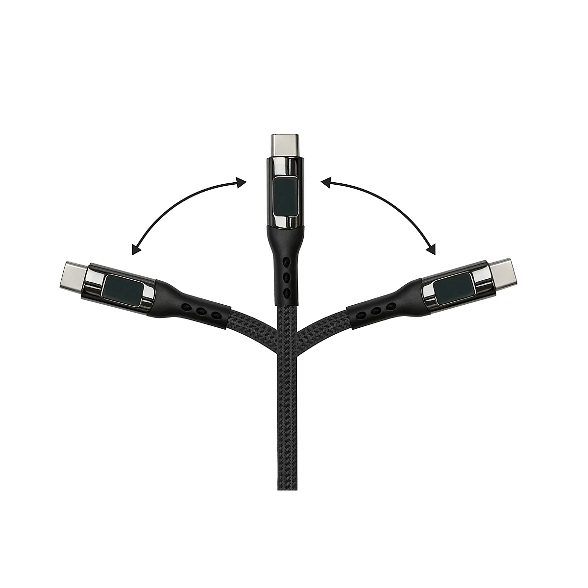 USB 2.0 Lade/-Datenkabel Good Connections, USB-C an USB-C, Leistung 100 W, bis 480 Mbit/s, mit Digitalanzeige, Länge 1 m, schwarz