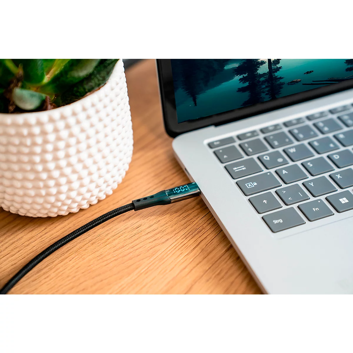 USB 2.0 Lade/-Datenkabel Good Connections, USB-C an USB-C, Leistung 100 W, bis 480 Mbit/s, mit Digitalanzeige, Länge 1 m, schwarz