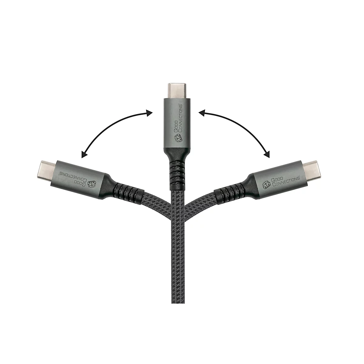 USB 2.0 Lade/-Datenkabel Good Connections, USB-C an USB-C, Leistung 240 W, bis 480 Mbit/s, Länge 0,5 m, schwarz