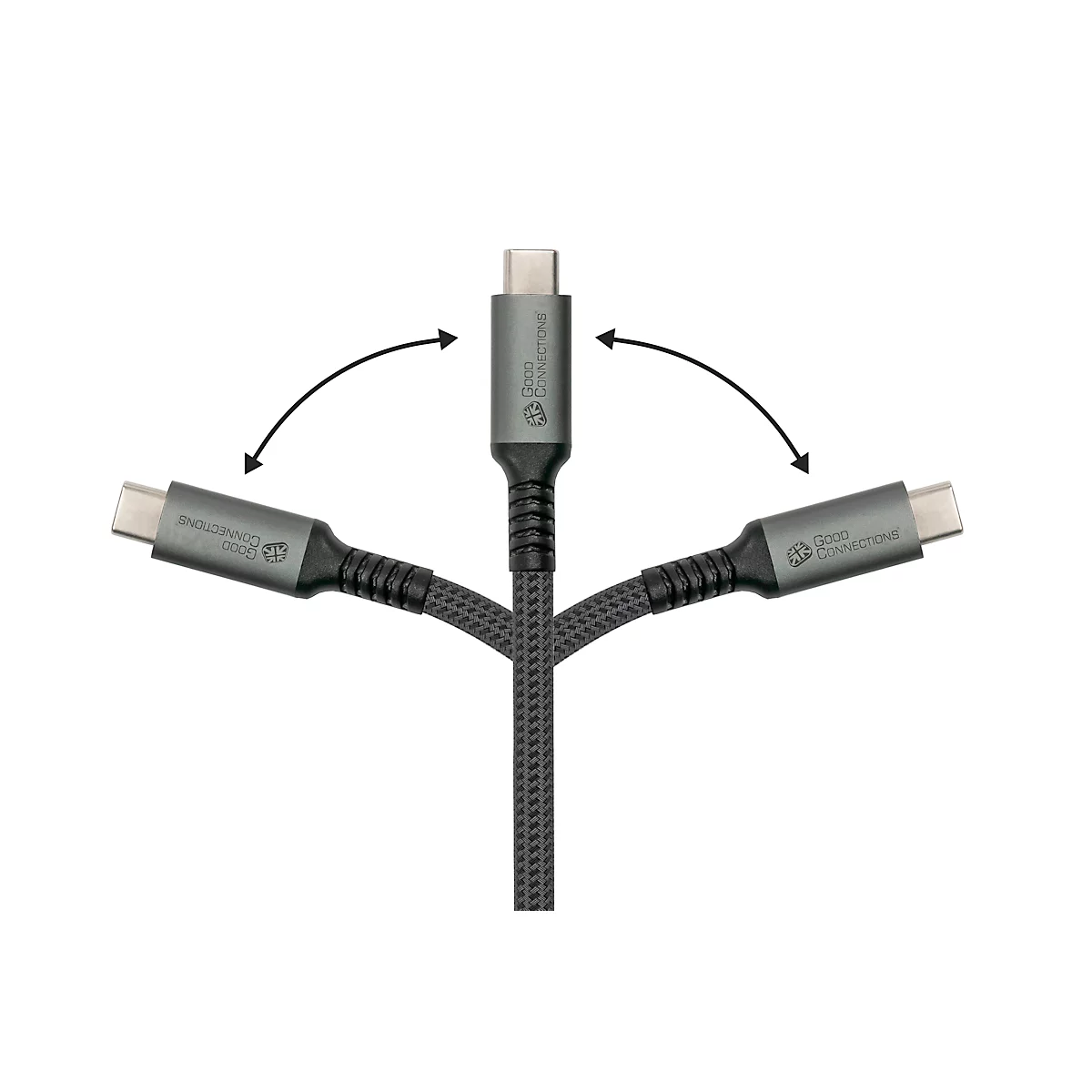 USB 2.0 Lade/-Datenkabel Good Connections, USB-C an USB-C, Leistung 240 W, bis 480 Mbit/s, Länge 3 m, schwarz