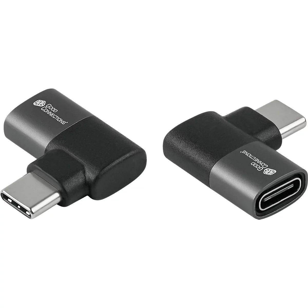 USB 4.0 Winkeladapter Good Connections, USB-C an USB-C, Leistung 240 W, bis 40 Gbit/s, bis 8K, links & rechts einsteckbar, Aluminium, anthrazit