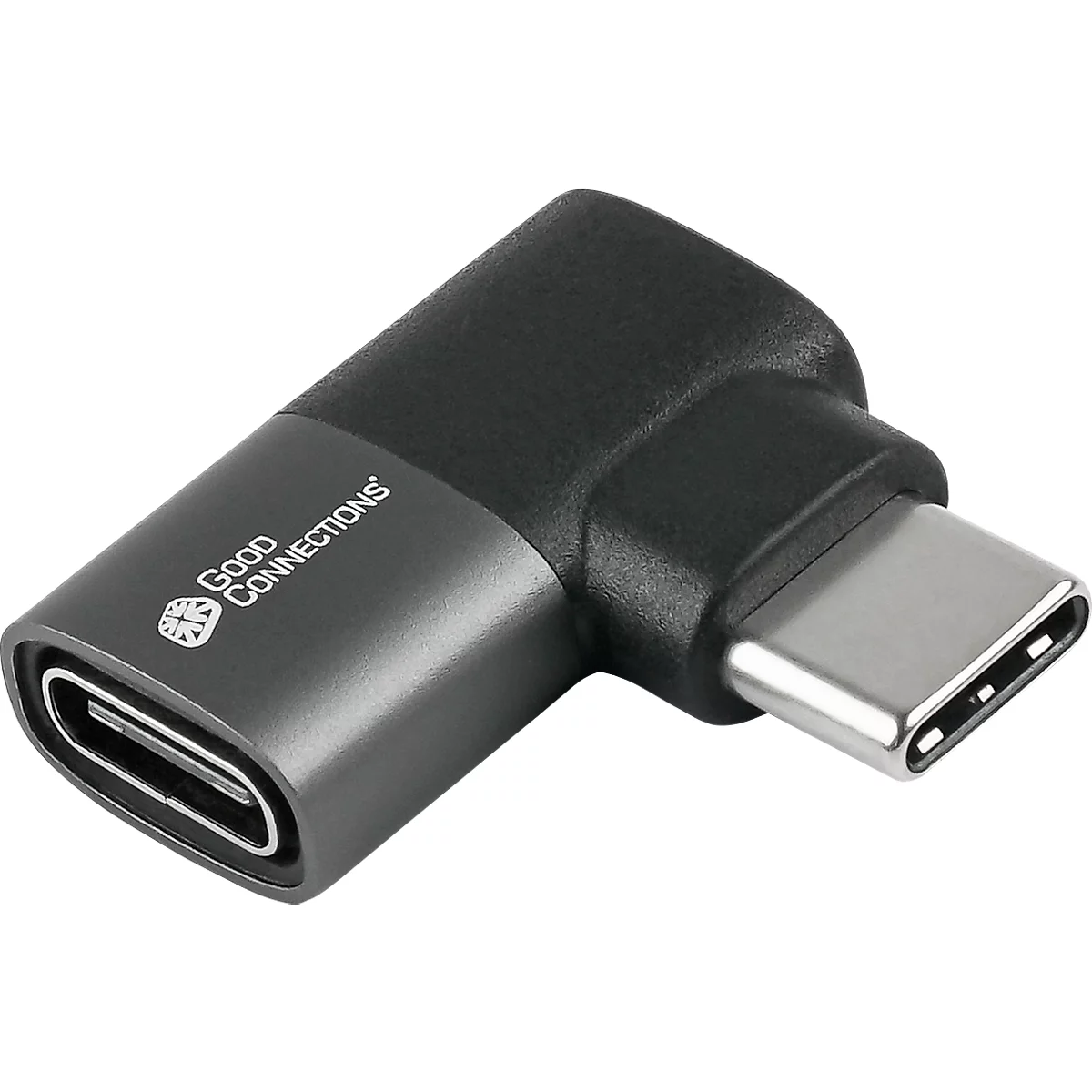 USB 4.0 Winkeladapter Good Connections, USB-C an USB-C, Leistung 240 W, bis 40 Gbit/s, bis 8K, links & rechts einsteckbar, Aluminium, anthrazit