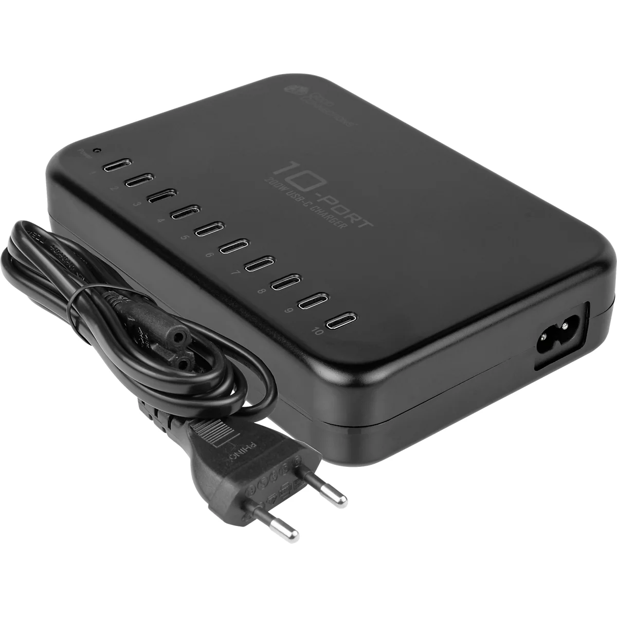 USB-Desktop-Schnellladestation Good Connections, 10er-Port mit 10 x USB-C, Leistung 200 W, schwarz