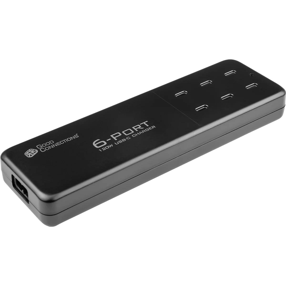 USB-Desktop-Schnellladestation Good Connections, 6er-Port mit 6 x USB-C, Leistung 120 W, schwarz
