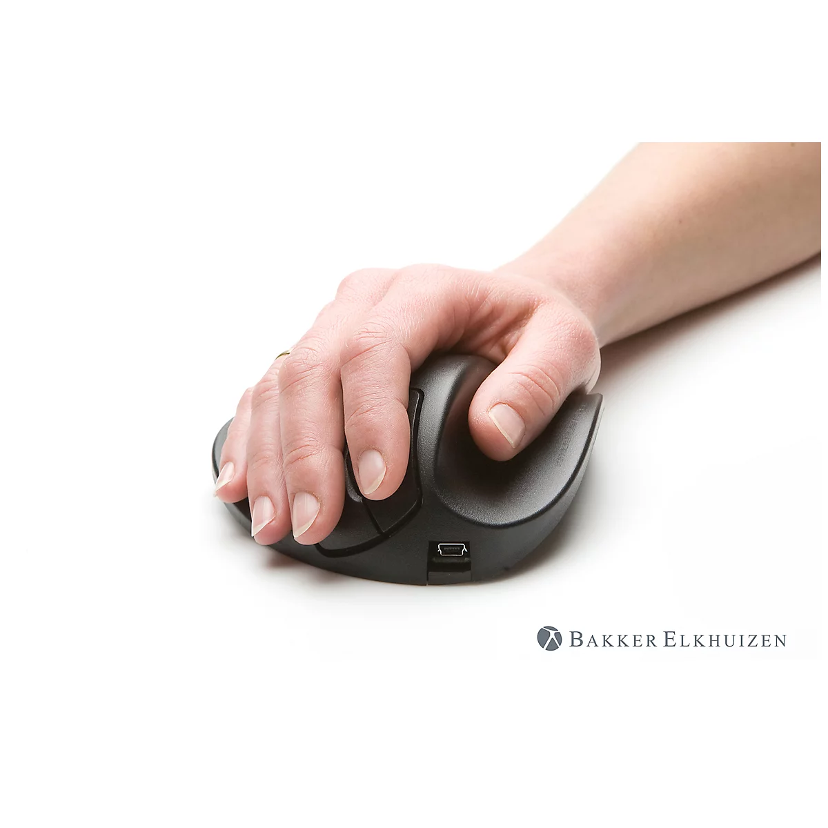 USB Maus BakkerElkhuizen HandShoeMouse Wireless, 1500 dpi, 2 Tasten + Scrollrad, USB 2.0, für Rechtshänder, Größe S