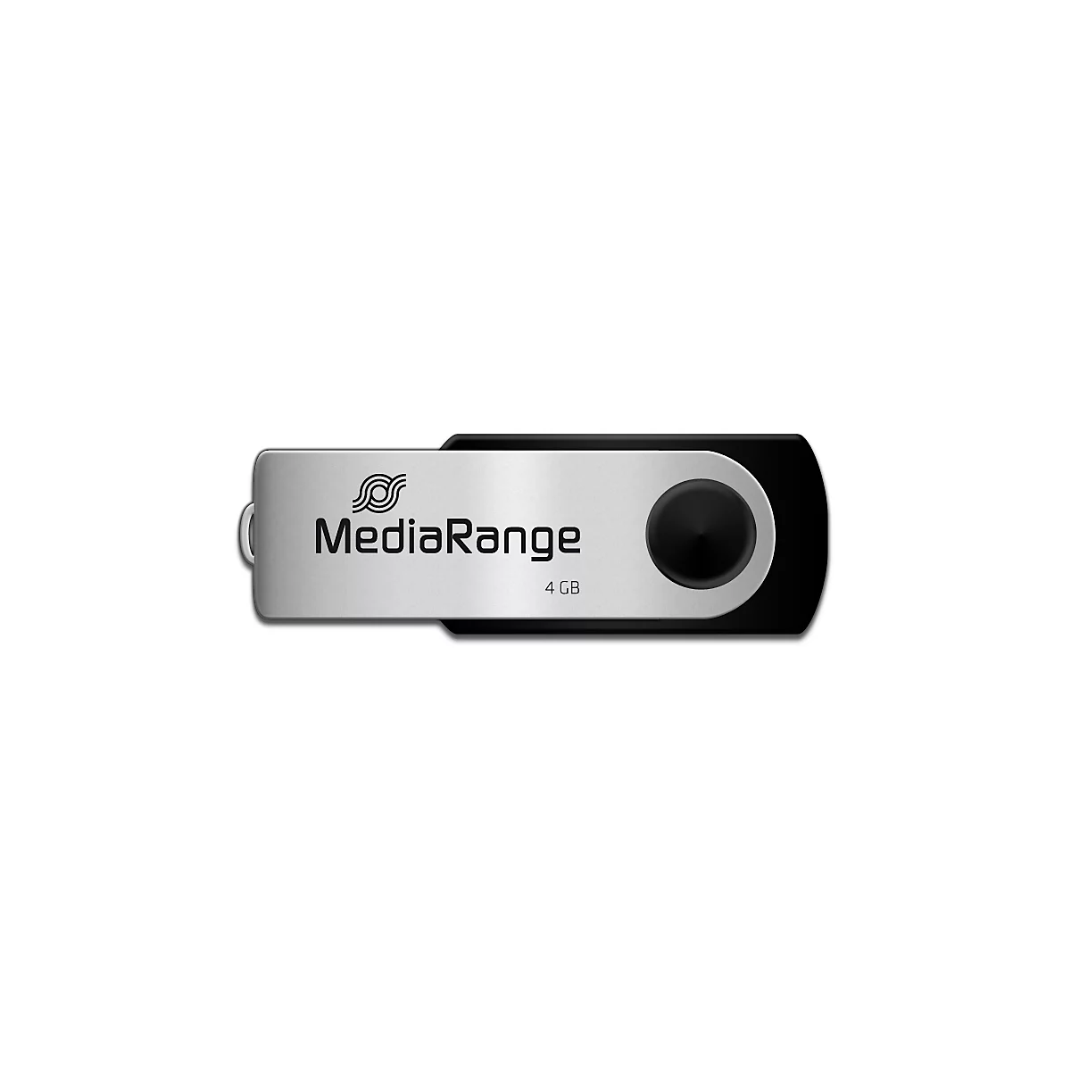 USB Stick MediaRange Serie MR, 4 GB, USB 2.0, Drehkappengehäuse, B 11 x T 11 x H 56 mm, schwarz-silber