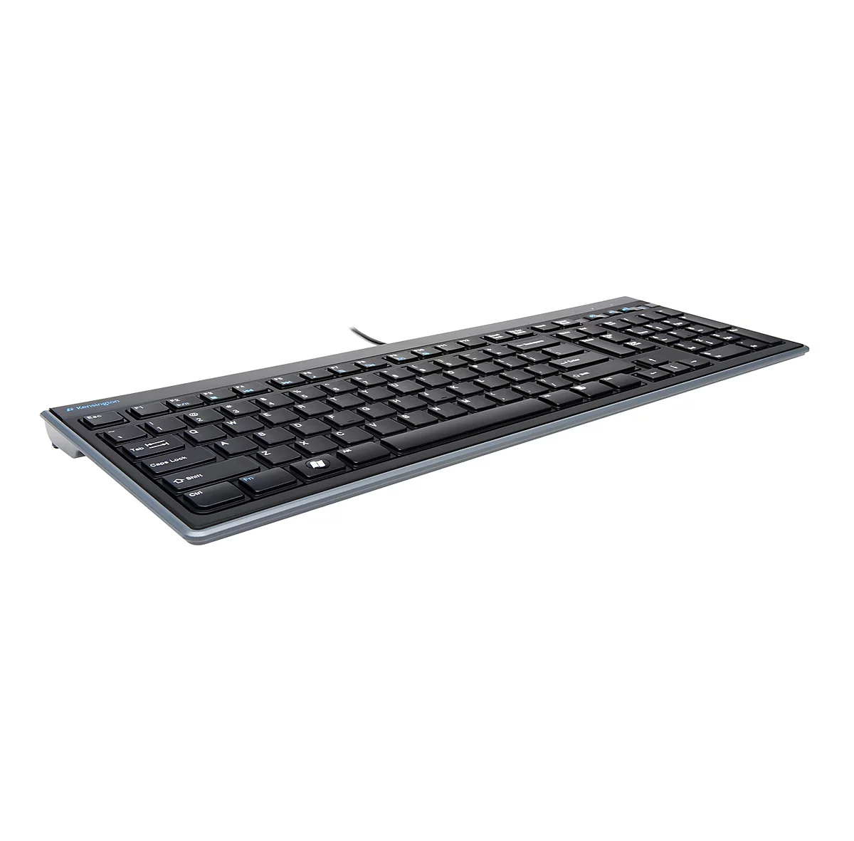 USB Tastatur Kensington Advance Fit™ K72357DE, deutsches Full-Size Layout, Füße um 30° klappbar, mit USB-Kabel, matt-schwarz