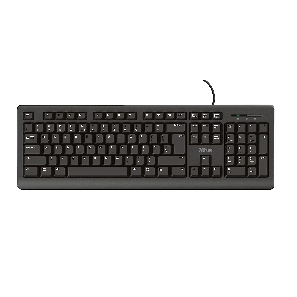 USB-toetsenbord Trust PRIMO, bedraad, QWERTY-toetsenbordindeling, USB 2.0, L 449 x B 148 x H 30 mm, zwart