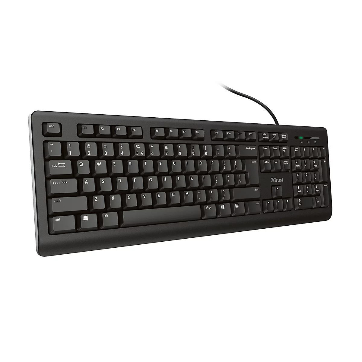 USB-toetsenbord Trust PRIMO, bedraad, QWERTY-toetsenbordindeling, USB 2.0, L 449 x B 148 x H 30 mm, zwart
