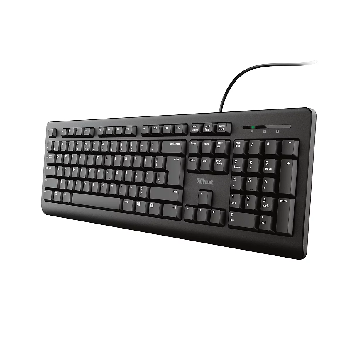 USB-toetsenbord Trust PRIMO, bedraad, QWERTY-toetsenbordindeling, USB 2.0, L 449 x B 148 x H 30 mm, zwart