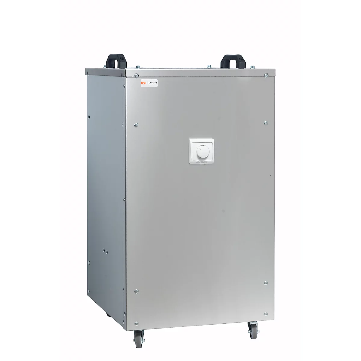 UVC-luchtreiniger Flatlift maat L, vermogen 116 W, tot 1450 m³/h, voor ruimten tot 150 m², tot 8000 h, rollen, roestvrij staal, B 490 x D 490 x H 860 mm